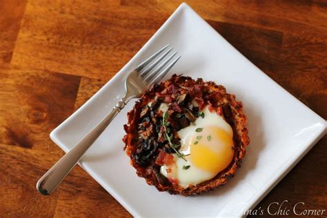 Mushroom Bacon And Egg Tart With A Sweet Potato Crust