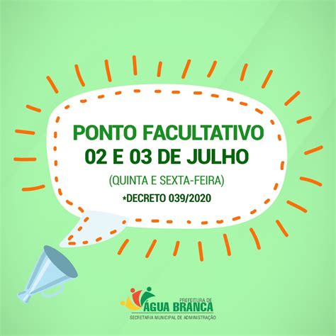 Prefeitura de Água Branca decreta ponto facultativo nesta quinta e