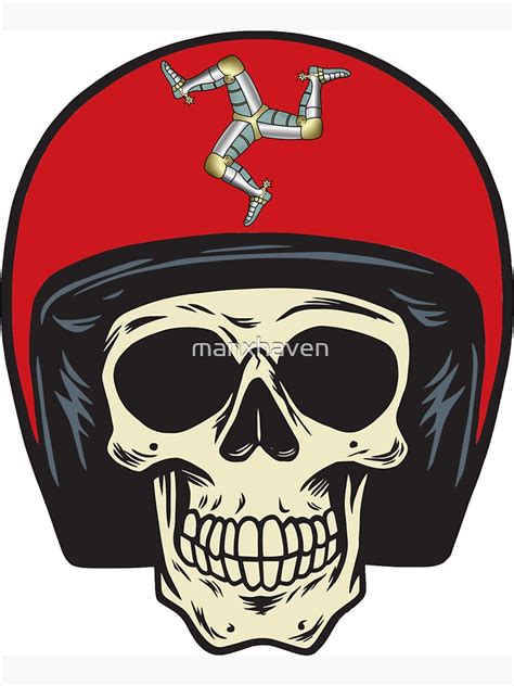 Isle Of Man Motorcycle Skull Racer Magnet By Manxhaven Redbubble