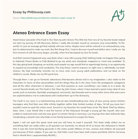 Ateneo Entrance Exam Autobiography And Personal Essay Example