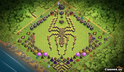 Clans are groups of players that join together in order to compete with other clans in two ways: Town Hall 9 TH9 - Fun Troll Progress Base - Spider [With ...