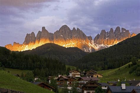 Italy Trentino Alto Adige Villnoess Valley View To St Magdalena In