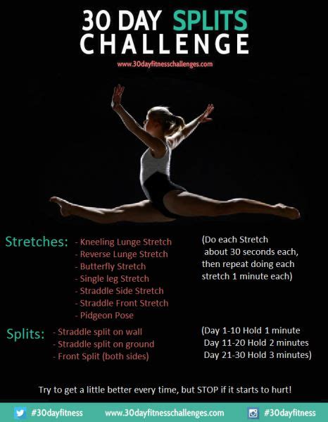 30 Day Split Challenge ورزش يك ماهه Pinterest Splits Challenge