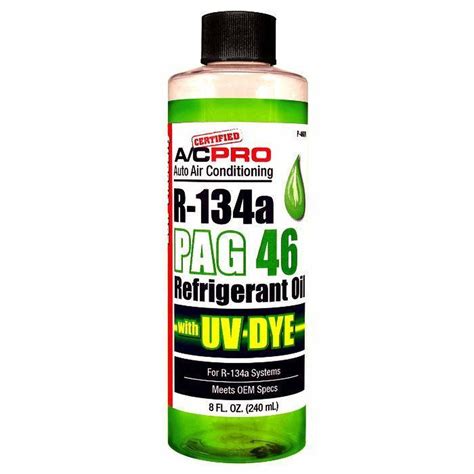 Ac Certified Pro R134a Pag 46 With Uv Dye Refrigerant Oil 8oz