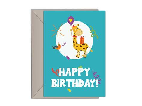 Printable Birthday Card Set Party Animal Birthday Cards Etsy