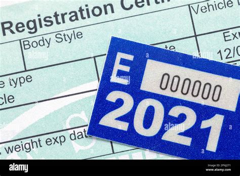 Vehicle Registration Paper Work With Sticker Tag Stock Photo Alamy