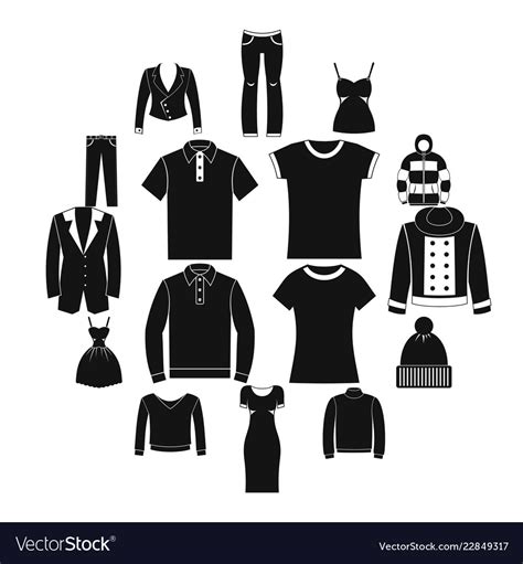 Clothes Icons Set Simple Style Royalty Free Vector Image
