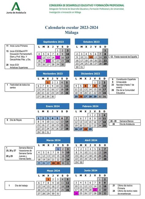Calendario Escolar 2023 2024 En Andalucía 🗓️ 🏕️☀️