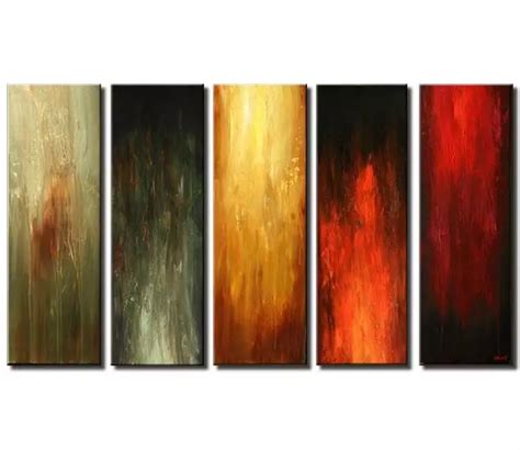 Painting For Sale Five Canvases Abstract Art Solid Colors 5810