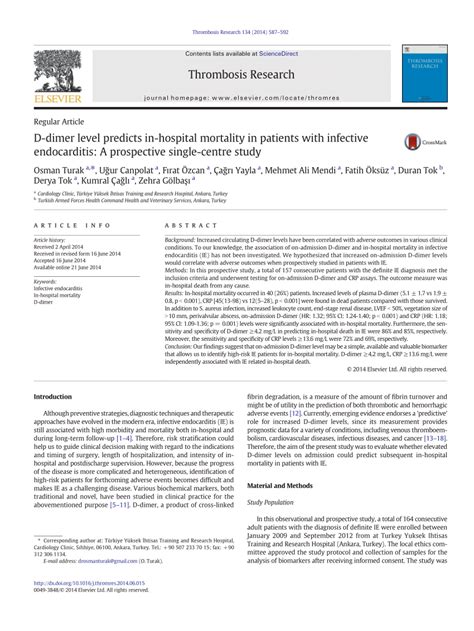 Otherwise it is normally undetected. (PDF) D-dimer Level Predicts In-hospital Mortality in ...