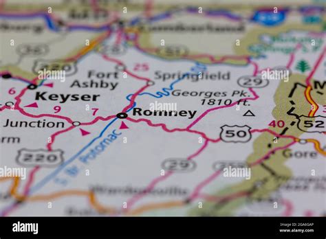 Romney West Virginia Usa Shown On A Road Map Or Geography Map Stock