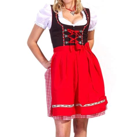 Dirndl Dress Red Ethnic 3 Piece Oktoberfest By Bavarianoutfit