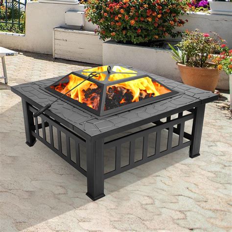 Outdoor Square Patio Fire Pit Home Garden Backyard Firepit Bowl