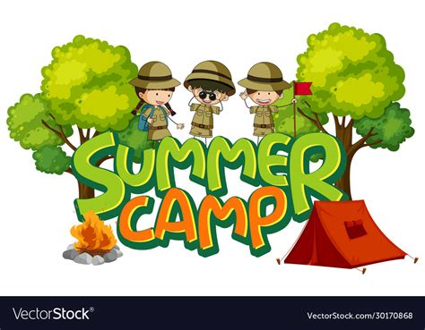 Font Design For Word Summer Camp With Kids Vector Image