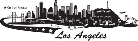 3500 X 1047 18 - Los Angeles Skyline Black Clipart - Large Size Png Image - PikPng