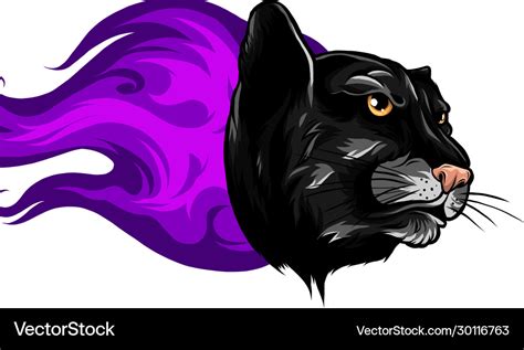 Black Panther Attack In Fire And Flames Royalty Free Vector