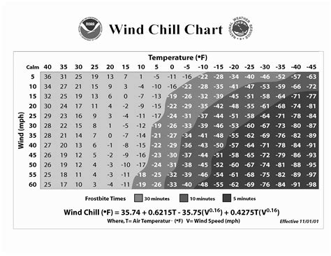 Printable Wind Chill Chart Customize And Print