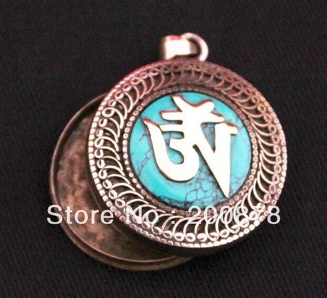Tgb111 Tibetan Om Mantras Amulet Prayer Box Nepal Brass Inlaid