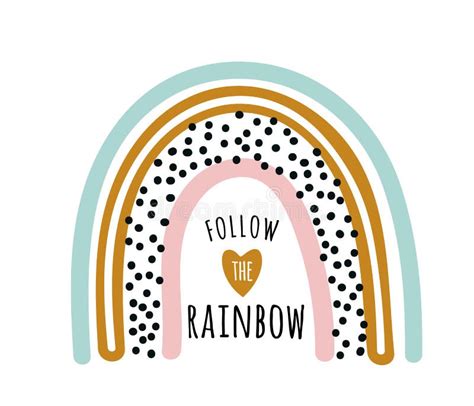 Follow The Rainbow Cartoon Rainbow Hand Drawing Lettering Colorful
