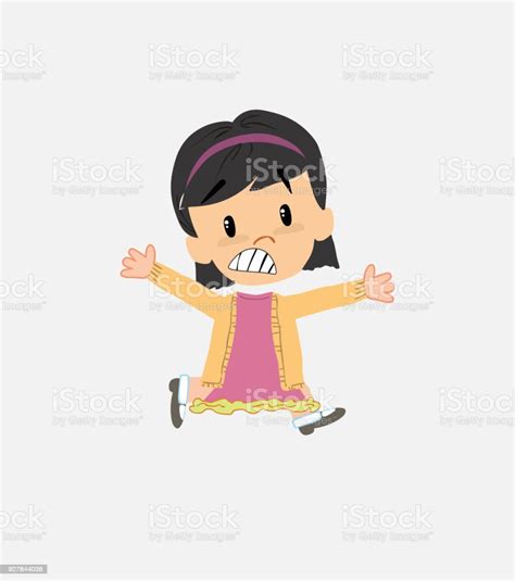 Asian Girl Running Terrified Stock Illustration Download Image Now