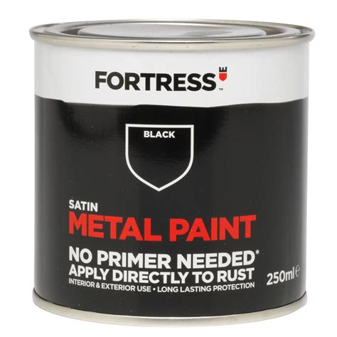 Fortress Black Satin Metal Paint 250 Ml Departments Diy At Bandq