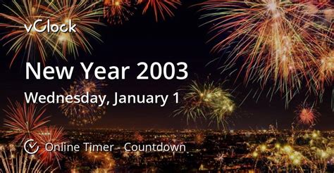 When Is New Year 2003 Countdown Timer Online Vclock