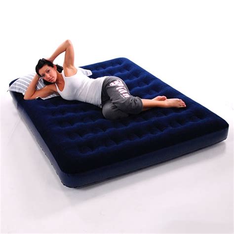 Double Inflatable Flocked Blow Up Air Bed Airbed Guest Camping Mattress