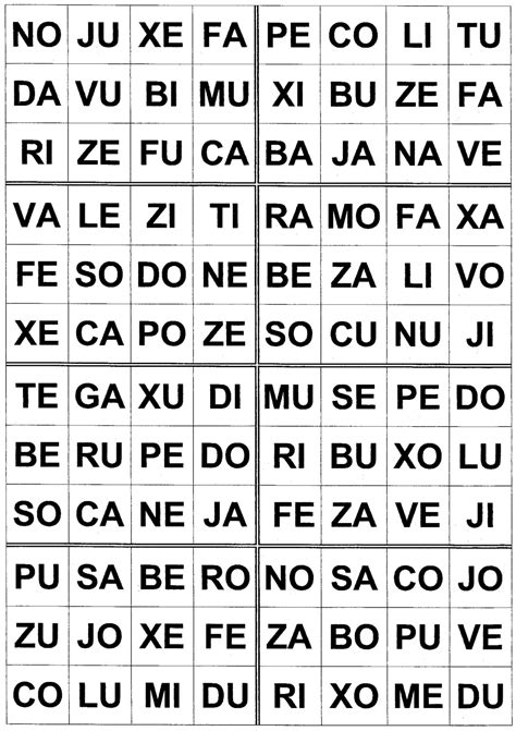 Bingo Das Silabas Simples Para Imprimir Alfabetizacao Bingo Das Images