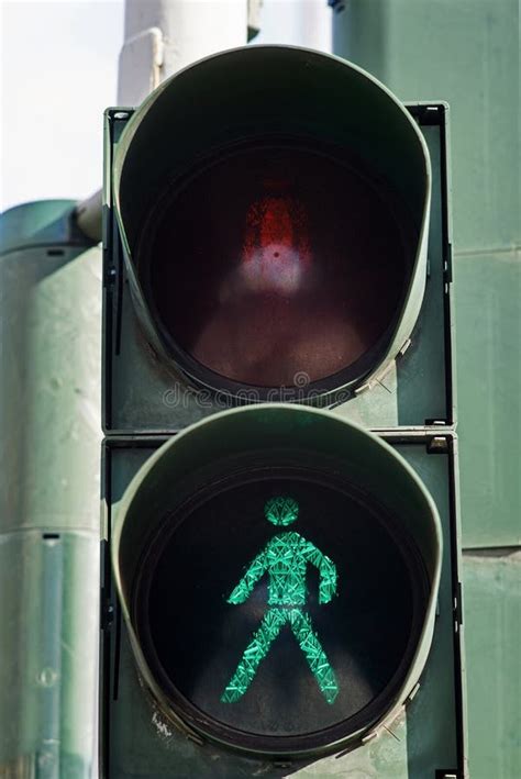 Traffic Light With The Green Man Sympol Stock Image Image Of Sign