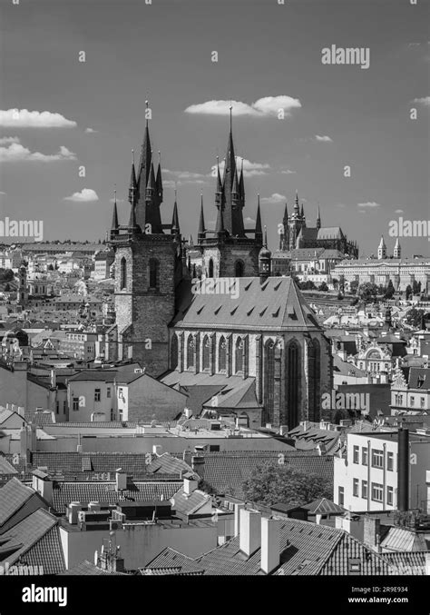 Prague Czech Republic Europe Prague Skyline Including Church Of Our Lady Before Tyn And In