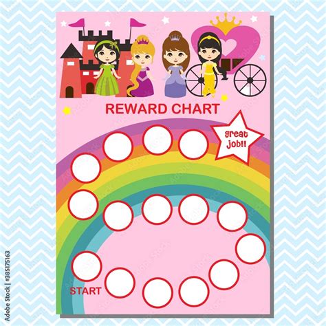 Princess Reward Chart For Girl Stock Vector Adobe Stock
