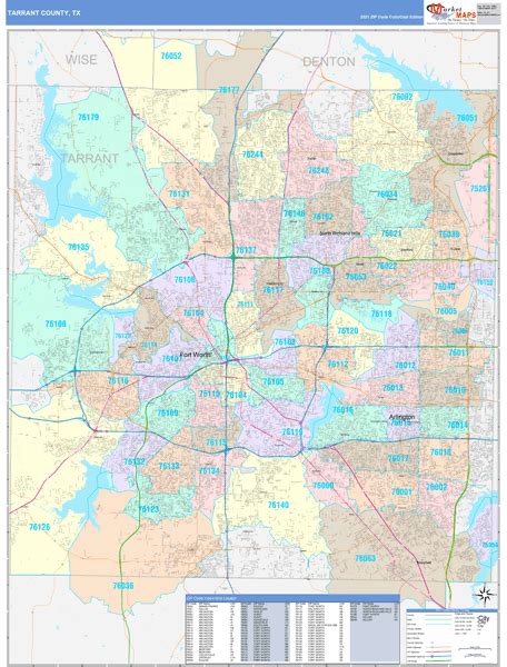 Tarrant County Tx Wall Map Color Cast Style By Marketmaps