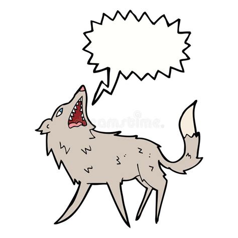 Cartoon Snapping Wolf With Speech Bubble Stock Illustration