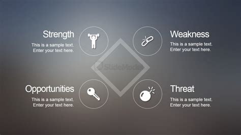Simple Swot Powerpoint Slide With Blur Style Slidemodel