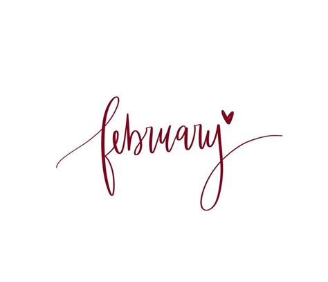 The Word February Written In Cursive Writing On A White Background With