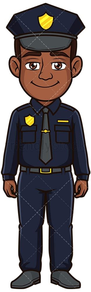 Friendly Black Policeman Cartoon Vector Clipart Friendlystock