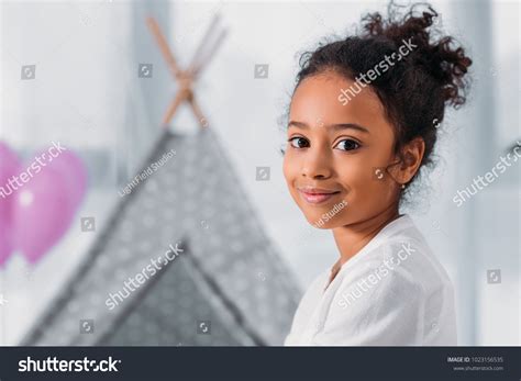 Adorable African American Kid Looking Camera Stock Photo Edit Now