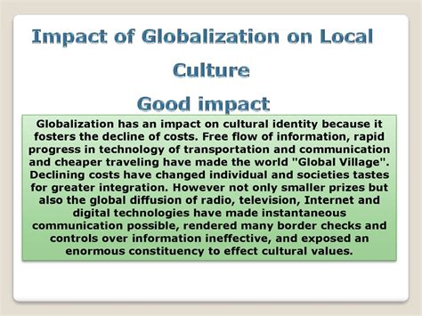 Impact Of Globalization On Local Culture презентация онлайн
