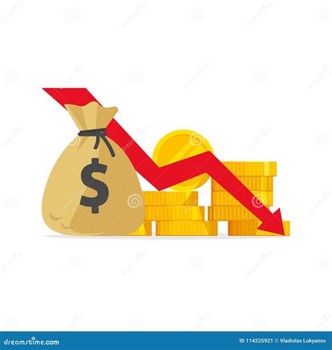 Money Loss Vector Illustration In Flat Cartoon Style Cash With Down