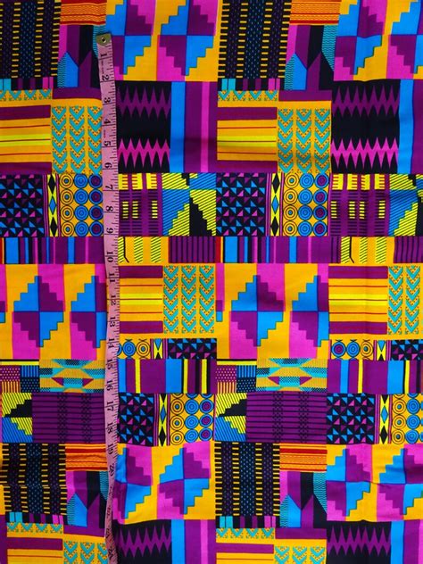 Africa Fabric Pink Purple Kente Print Fabric African Textile Etsy