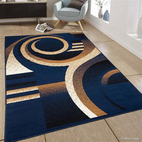 Allstar Blue Area Rug Contemporary Abstract Traditional Geometric