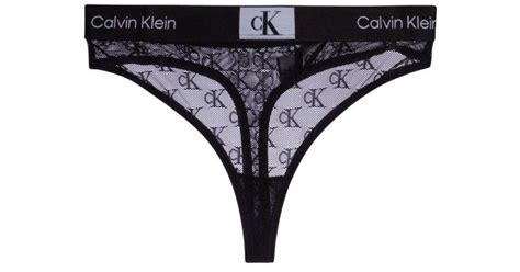 Calvin Klein Lace Detailed Thongs In Black Lyst