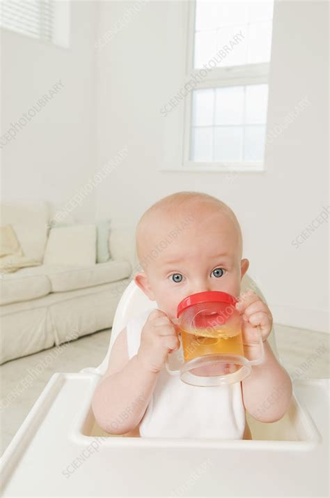 A Portrait Of A Baby Drinking Juice Stock Image F0031933 Science