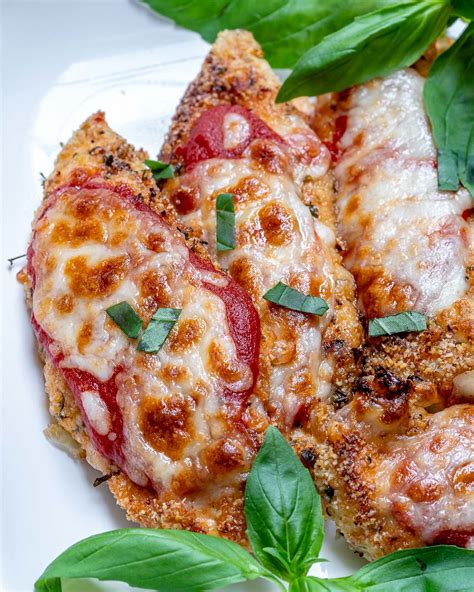 Lighten up your dinner menu with our chicken breast, chicken thigh, and slow cooker ideas. Healthy Baked Chicken Parmesan for Clean Eating Soul Food! | Clean Food Crush