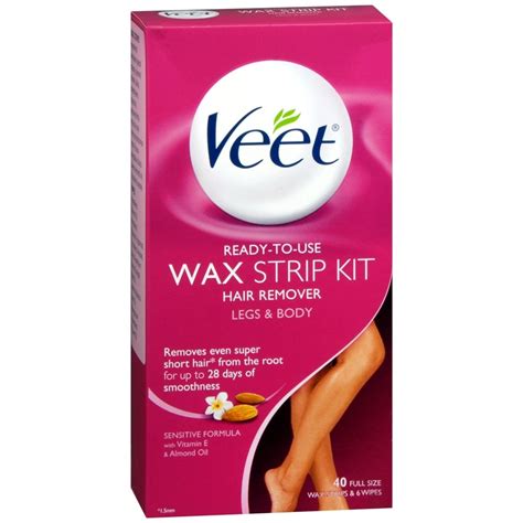 Veet Ready To Use Wax Strip Kit Hair Remover Legs And Body 1 Ea