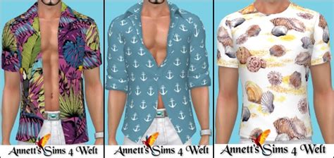 Annetts Sims 4 Welt Island Living Recolors 3 Shirts For Men
