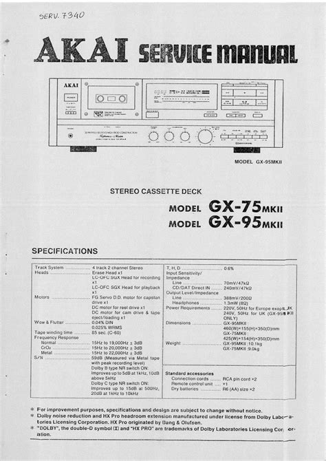 Free Audio Service Manuals Free Download Akai Gx 75 Mk2 Service Manual