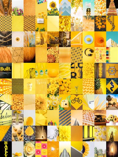 Yellow Aesthetic Wall Collage Kit Digital Download Photo Wallpaper Room