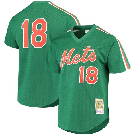 Mitchell And Ness Green New York Mets 18 Strawberry Batting Practice