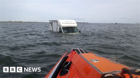Driver Stranded At High Tide On Holy Island Causeway Bbc News